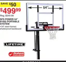 Dunham's Sports LIFETIME SFS POWER 54 91002 PORTABLE SYSTEM offer