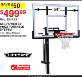 Dunham's Sports LIFETIME SFS POWER 54 91002 PORTABLE SYSTEM offer