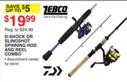 Dunham's Sports ZEBCO D-SHOCK OR SLINGSHOT SPINNING ROD AND REEL COMBO offer