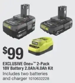 The Home Depot RYOBI EXCLUSIVE One+ 2-Pack 18V Battery 2.0Ah/4.0Ah Kit offer