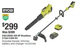 The Home Depot RYOBI EXCLUSIVE 40V HP Brushless 2-Tool 4.0Ah Kit offer