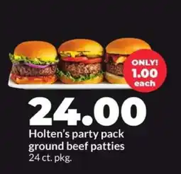 Hy-Vee Holten's party pack ground beef patties offer