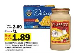 Meijer Classico Pasta Sauce or Alfredo Sauce, Velveeta Mac & Cheese, Kraft Deluxe Mac & Cheese offer