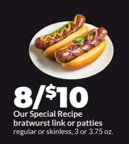 Hy-Vee Our Special Recipe bratwurst link or patties offer