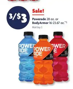 Family Dollar Powerade 28 oz. or BodyArmor 16‑23.67 oz offer