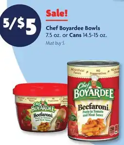 Family Dollar Chef Boyardee Bowls 7.5 oz. or Cans 14.5-15 oz offer