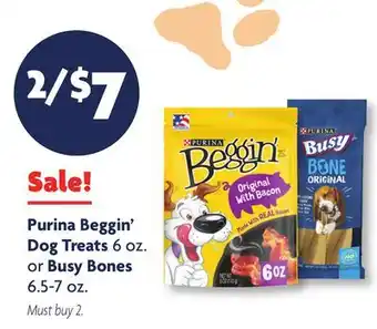 Family Dollar Purina Beggin' Dog Treats 6 oz. or Busy Bones 6.5-7 oz offer