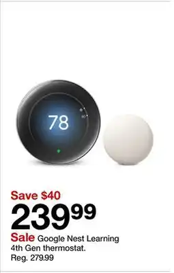 Target Google Nest Learning 4th Gen thermostat offer