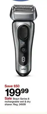 Target Braun Series 8 rechargeable wet & dry shaver offer