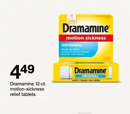 Target Dramamine 12-ct. motion-sickness relief tablets offer