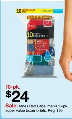 Target Hanes Red Label men's 10-pk. super value boxer briefs offer