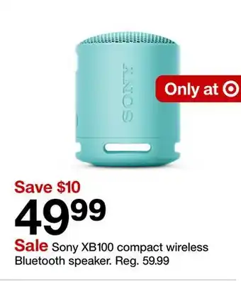 Target Sony XB100 compact wireless Bluetooth speaker offer