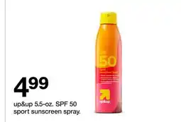 Target up&up 5.5-oz. SPF 50 sport sunscreen spray offer