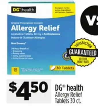 Dollar General DG health Allergy Relief Tablets offer