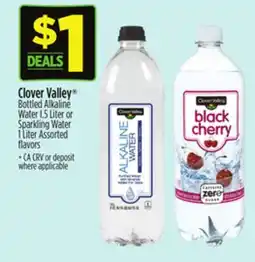 Dollar General Clover Valley Bottled Alkaline Water I. 5 Liter or Sparkling Water 1 Liter offer