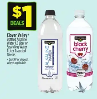 Dollar General Clover Valley Bottled Alkaline Water I. 5 Liter or Sparkling Water 1 Liter offer