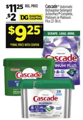 Dollar General Cascade Automatic Dishwasher Detergent ActionPacs offer