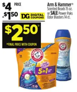 Dollar General Arm & Hammer Scented Beads 15 oz. or Power Paks Odor Blasters 14 ct offer