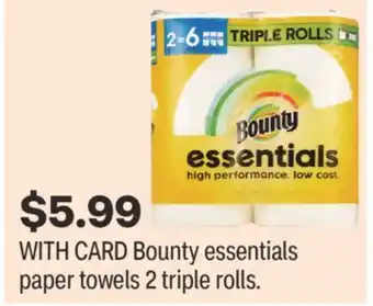 CVS Bounty essentials paper towels 2 triple rolls offer