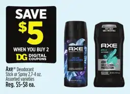 Dollar General Axe Deodorant Stick or Spray offer