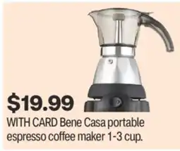 CVS Bene Casa portable espresso coffee maker 1-3 cup offer