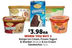 Fareway Kemps ice cream, frozen yogurt & sherbet & ice cream sandwiches offer