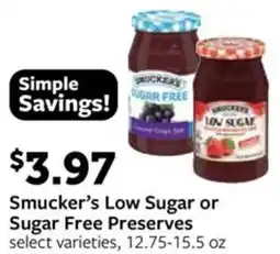 Fareway Smucker's low sugar or sugar free preserves offer