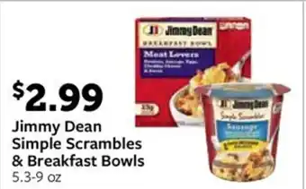 Fareway Jimmy dean simple scrambles & breakfast bowls offer