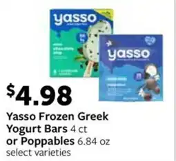 Fareway Yasso frozen greek yogurt bars or poppables offer