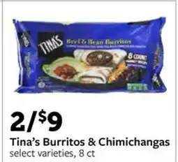 Fareway Tina's burritos & chimichangas offer