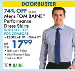 Boscov's Mens TOM BAINE Performance Dress Shirts WITH STRETCH FOR COMFORT offer