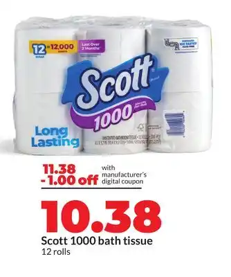 Hy-Vee Scott 1000 bath tissue offer