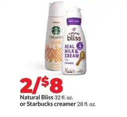 Hy-Vee Natural Bliss 32 fl. oz. or Starbucks creamer 28 fl. oz offer