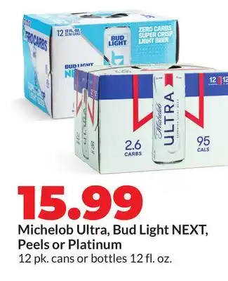 Hy-Vee Michelob Ultra, Bud Light NEXT, Peels or Platinum offer