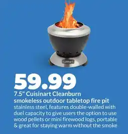 Hy-Vee 7.5 Cuisinart Cleanburn smokeless outdoor tabletop fire pit offer