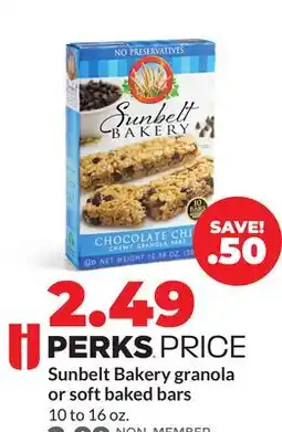 Hy-Vee Sunbelt Bakery granola or soft baked bars offer