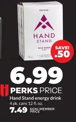 Hy-Vee Hand Stand energy drink offer