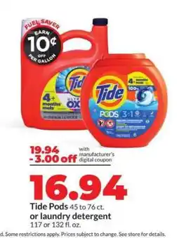Hy-Vee Tide Pods or Laundry Detergent offer