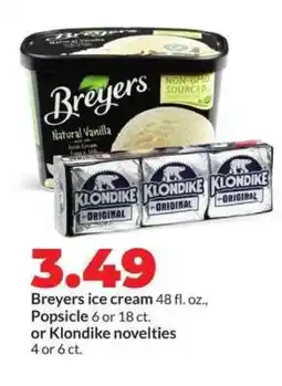 Hy-Vee Breyers ice cream, Popsicle, Klondike novelties offer