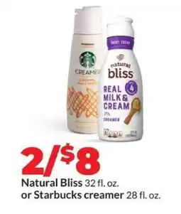 Hy-Vee Natural Bliss or Starbucks creamer offer
