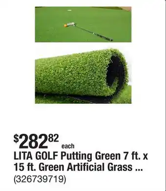 The Home Depot LITA GOLF Putting Green 7 ft. x 15 ft. Green Artificial Grass Turf offer