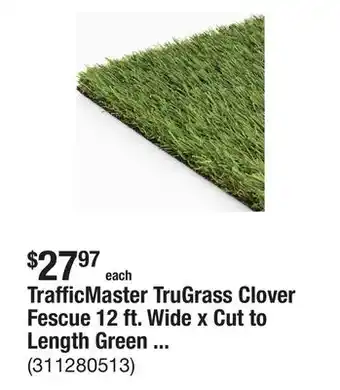 The Home Depot TrafficMaster TruGrass Clover Fescue 12 ft. Wide x Cut to Length Green Artificial Grass Turf offer