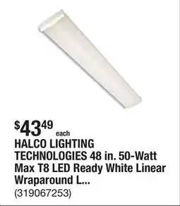 The Home Depot HALCO LIGHTING TECHNOLOGIES 48 in. 50-Watt Max T8 LED Ready White Linear Wraparound Light (1-Pack) offer