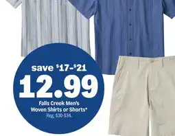Meijer Falls Creek Men's Woven Shirts or Shorts offer