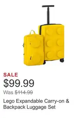 Costco Lego Expandable Carry-on & Backpack Luggage Set offer