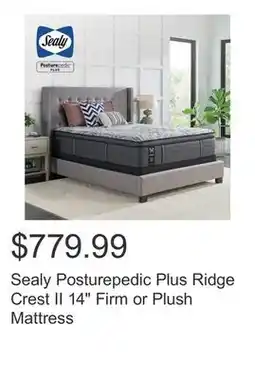 Costco Sealy Posturepedic Plus Ridge Crest II 14 Firm or Plush Mattress offer