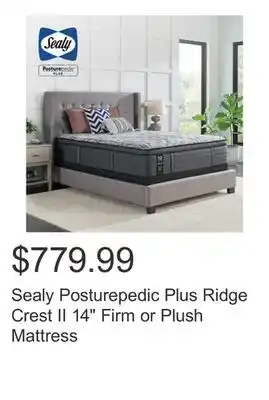 Costco Sealy Posturepedic Plus Ridge Crest II 14 Firm or Plush Mattress offer
