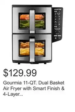 Costco Gourmia 11-QT. Dual Basket Air Fryer with Smart Finish & 4-Layer Cooking offer