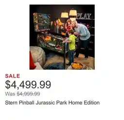 Costco Stern Pinball Jurassic Park Home Edition offer