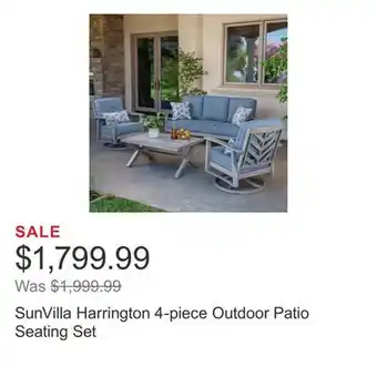 Costco SunVilla Harrington 4-piece Outdoor Patio Seating Set offer